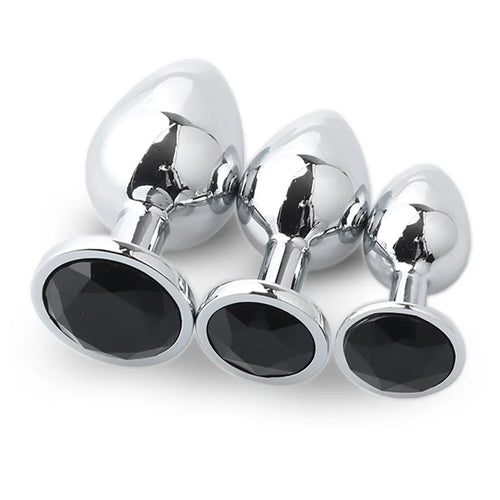 3-Piece Metal Anal Plug Set Butt Plugs for Women or Men