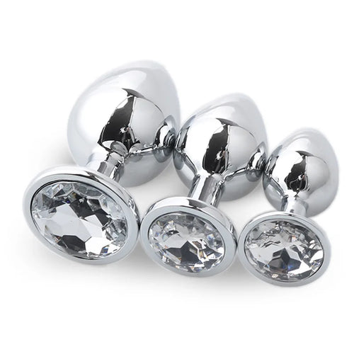 3-Piece Metal Anal Plug Set Butt Plugs for Women or Men