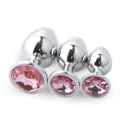 3-Piece Metal Anal Plug Set Butt Plugs for Women or Men