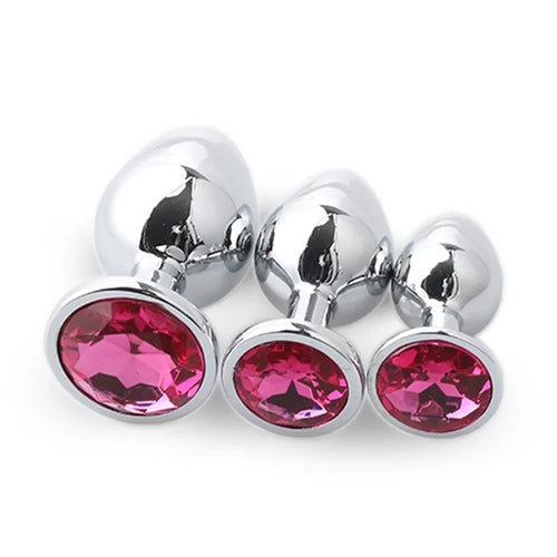 3-Piece Metal Anal Plug Set Butt Plugs for Women or Men