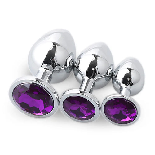 3-Piece Metal Anal Plug Set Butt Plugs for Women or Men
