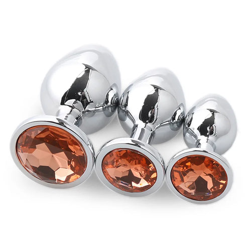 3-Piece Metal Anal Plug Set Butt Plugs for Women or Men