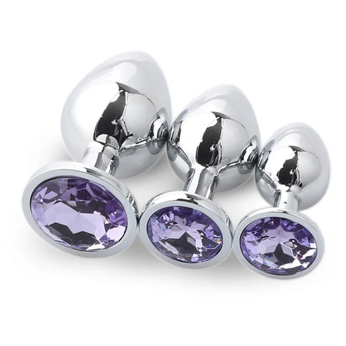 3-Piece Metal Anal Plug Set Butt Plugs for Women or Men
