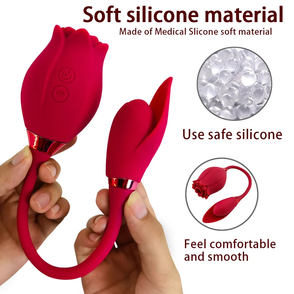 Rose Vibrator For Women Sucking Clitoris Sucker Stimulator Tongue