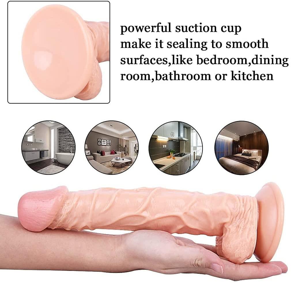 Long Dildo Realistic With Thick Sunction Cup Base For Hands Free Play