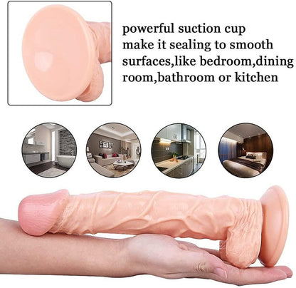 Long Dildo Realistic With Thick Sunction Cup Base For Hands Free Play