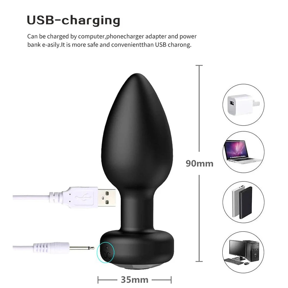 Wireless remote control vibrating women Plug Anal Vibrator Ass Dildo