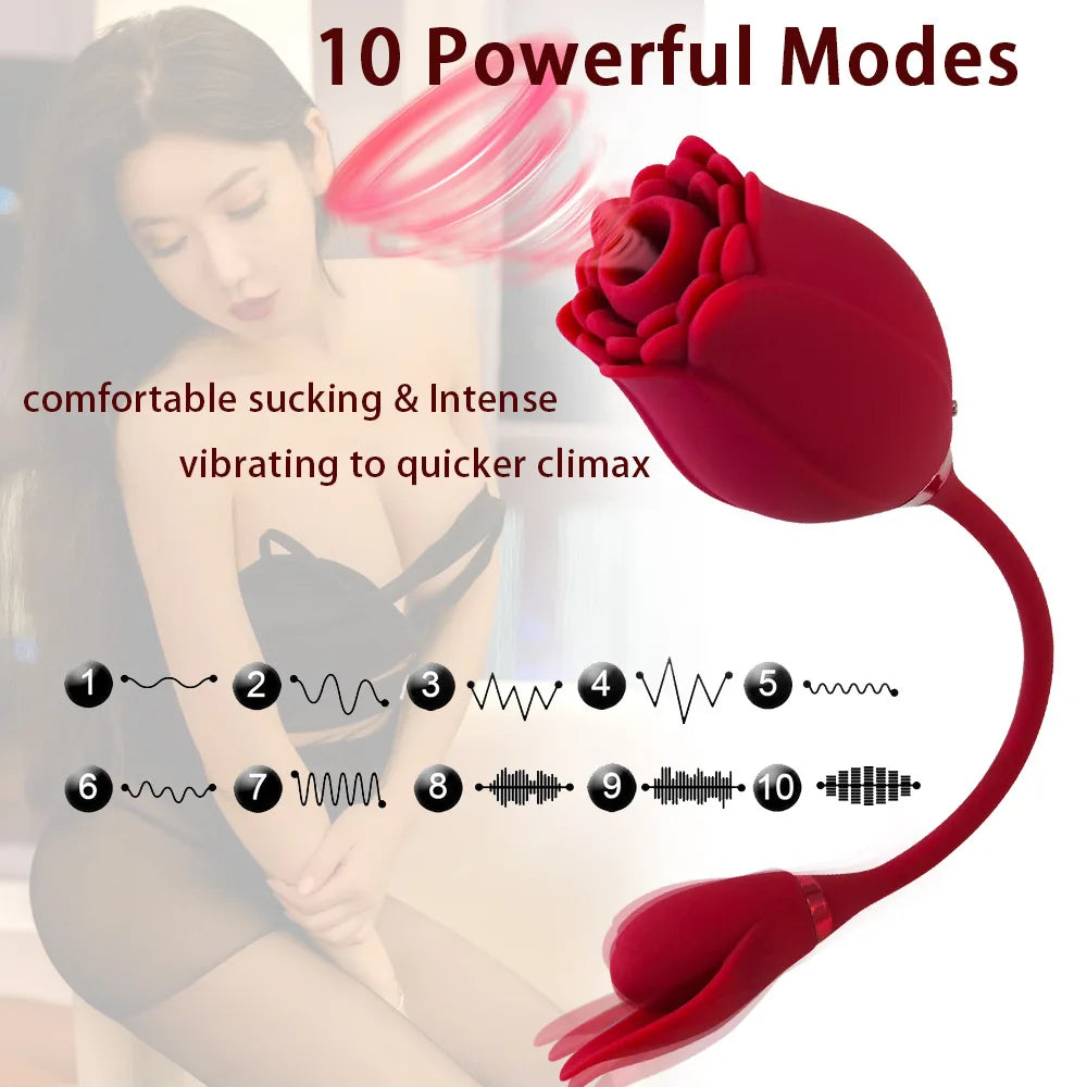 Rose Vibrator For Women Sucking Clitoris Sucker Stimulator Tongue